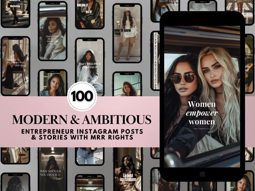 100 Modern & Ambitious Entrepreneur Instagram Posts Stories With Mrr/Plr