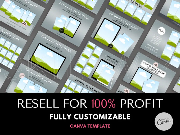 100 Silver Mockups For Ebooks And Digital Products With Mrr & Plr