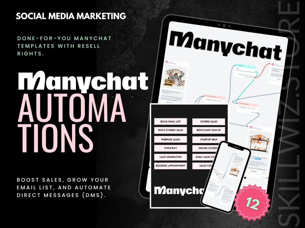 12 Done-For-You Manychat Automations Templates With Resell Rights