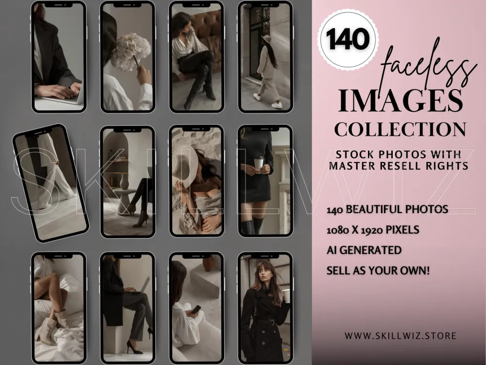 140 Faceless Stock Ai Images With Resell Rights Mrr/Plr