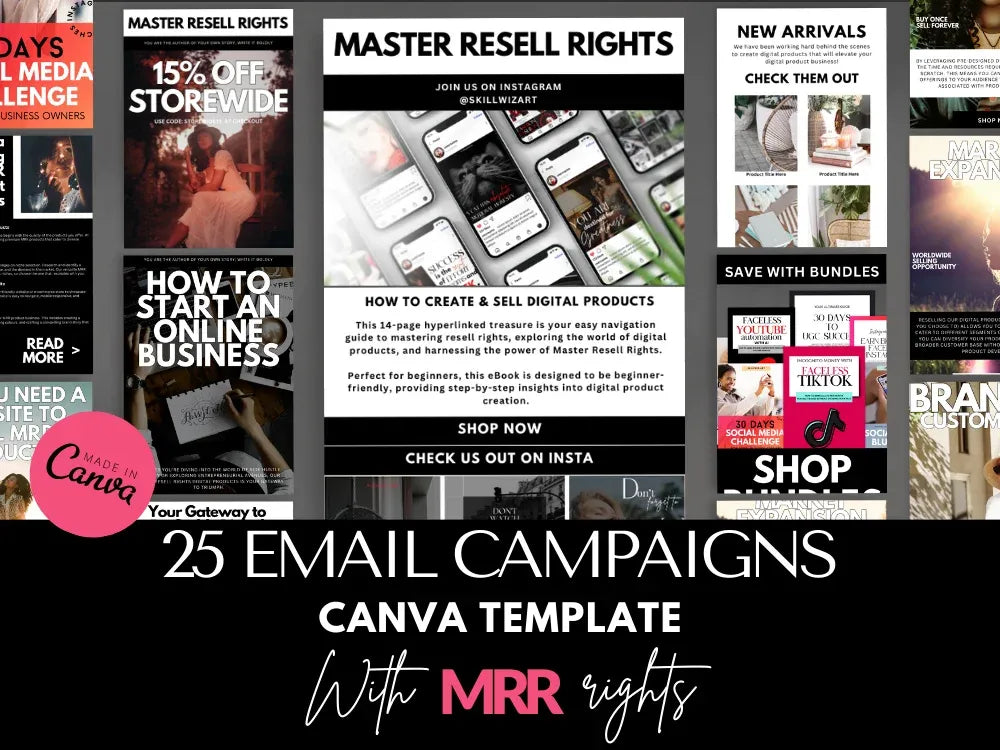 Email Marketing Campaigns Canva Template with MRR Resell Rights