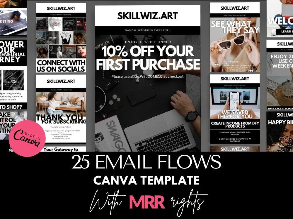 Email Marketing Flow Canva Template with MRR Resell Rights