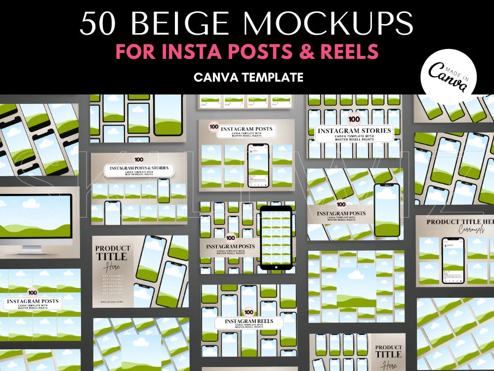 50 Premium Beige Mockups For Reels Stories & Insta Posts With Mrr