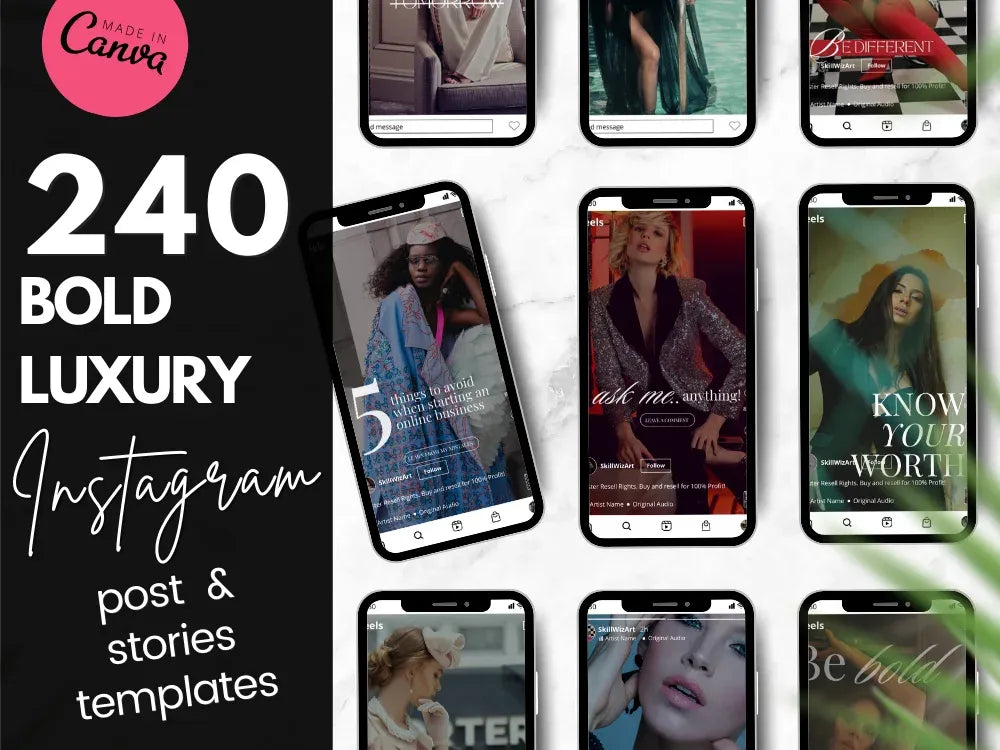 Be Different Bold & Luxury 240 Instagram Posts & Stories with Master Resell Rights
