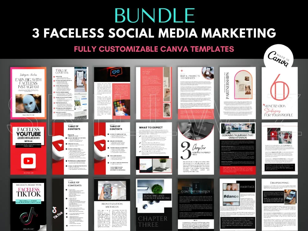Bundle 3 Faceless Social Media Marketing Guides MRR