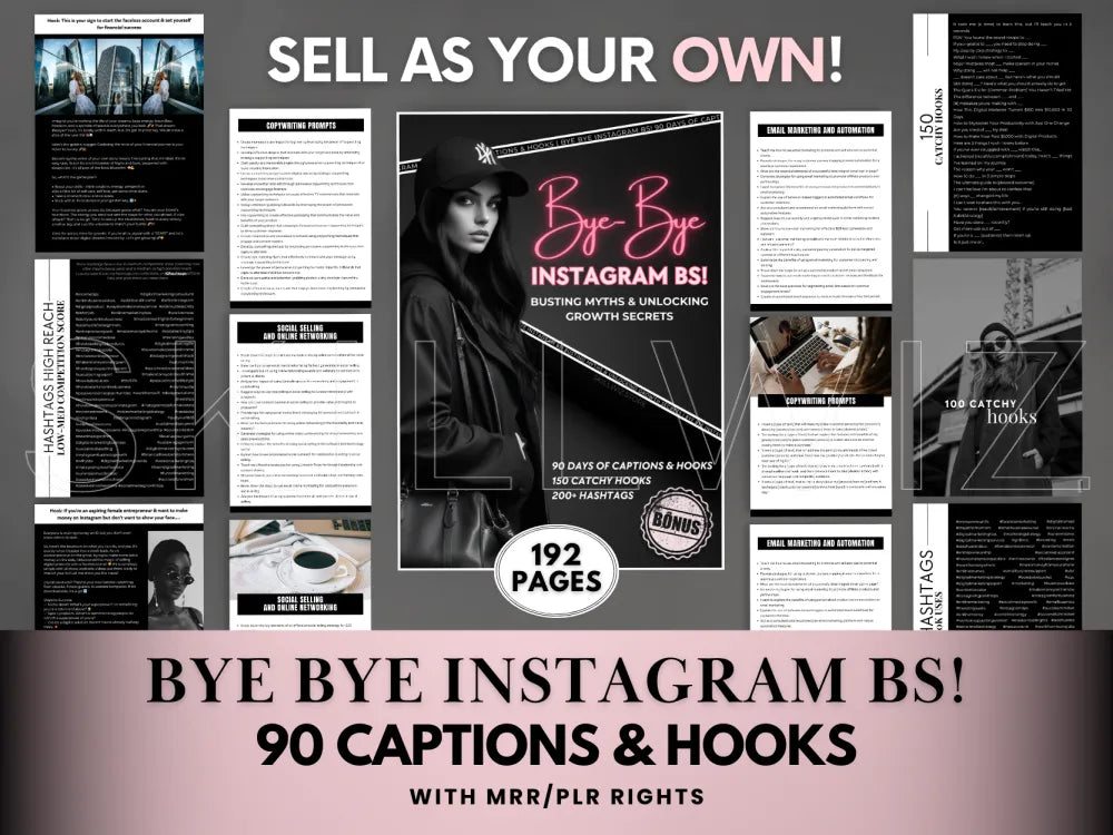Bye-Bye Instagram Bs! - 90 Captions & Hooks Busting Myths Unlocking Growth Secrets