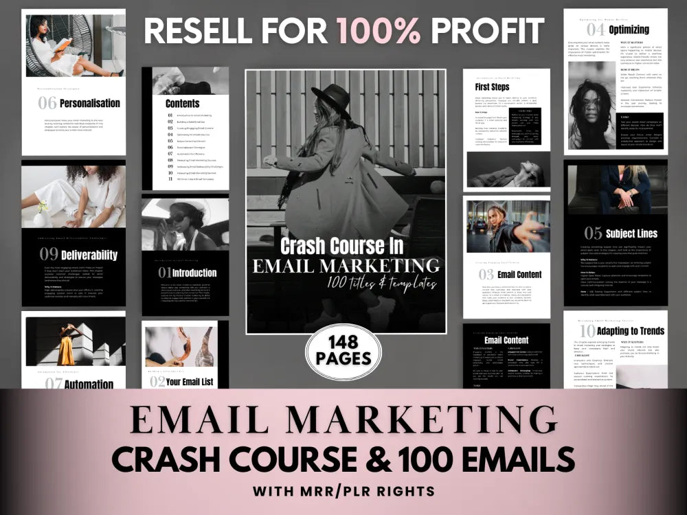 Crash Course In Email Marketing -100 Emails & Titles With Mrr/Plr