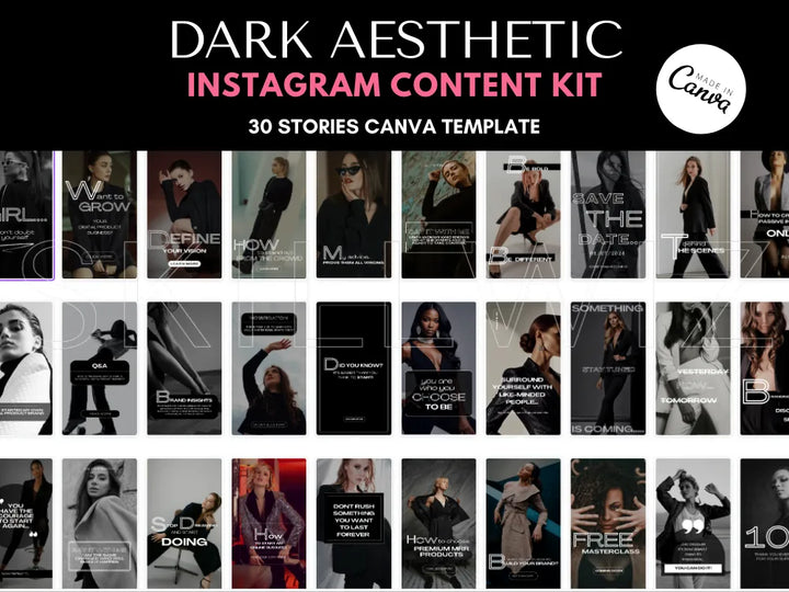 Dark Aesthetic Social Media Content Kit With Mrr & Plr