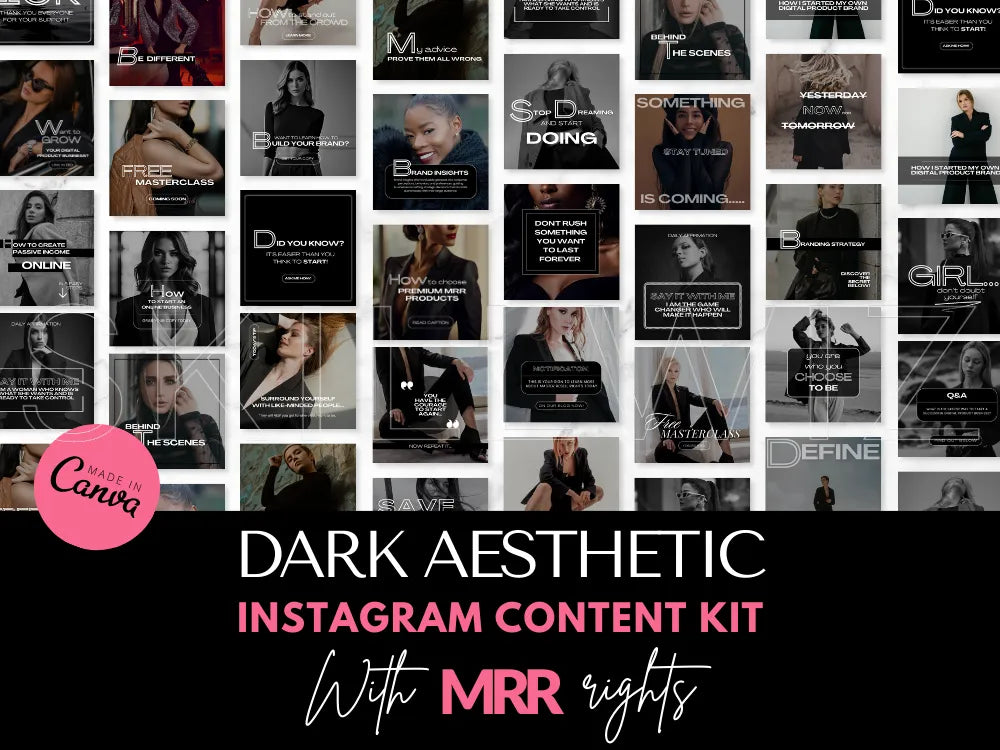 Dark Aesthetic Social Media Content Kit With Mrr & Plr