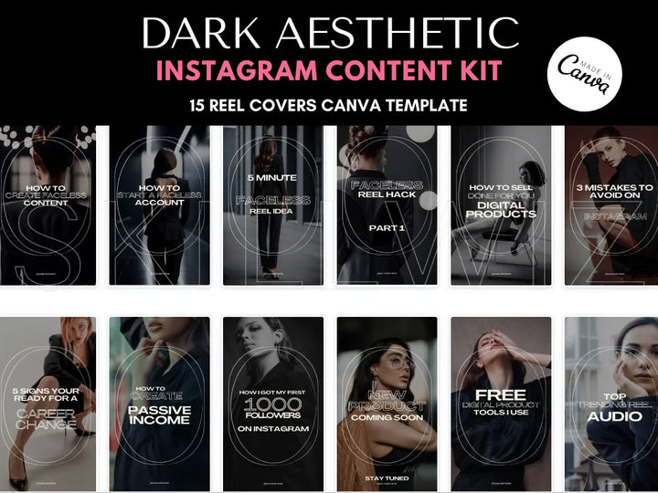 Dark Aesthetic Social Media Content Kit With Mrr & Plr