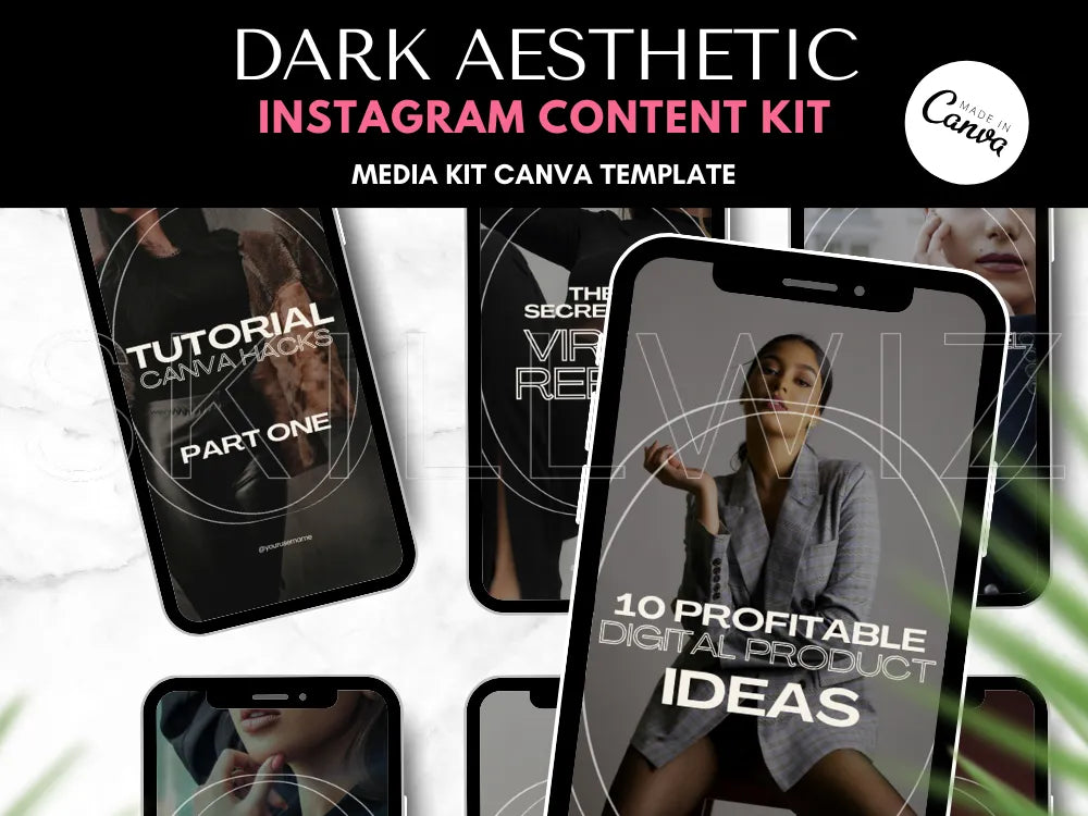 Dark Aesthetic Social Media Content Kit With Mrr & Plr