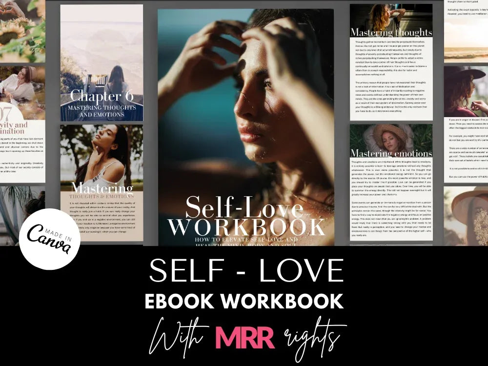 Discover Self-Love eBook Workbook - Canva Template with MRR
