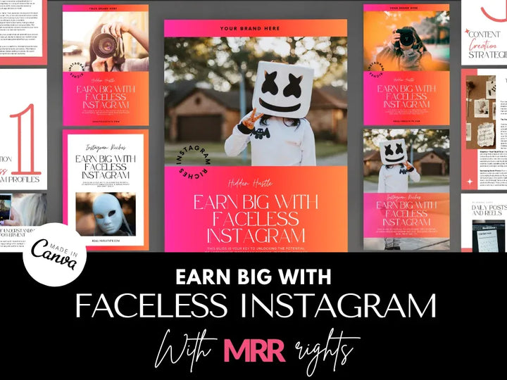 Earn Big with Faceless Instagram Ebook - Canva Template with MRR