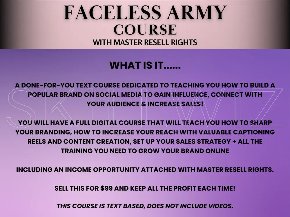 Faceless Army - Faceless Digital Marketing Course With Mrr/Plr