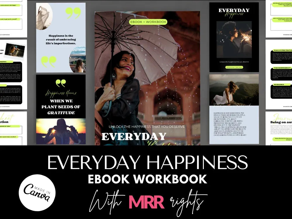 Happiness Everyday eBook Workbook with MRR