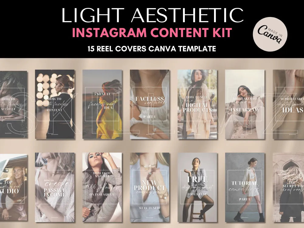 Light Aesthetic Social Media Content Kit With Mrr & Plr