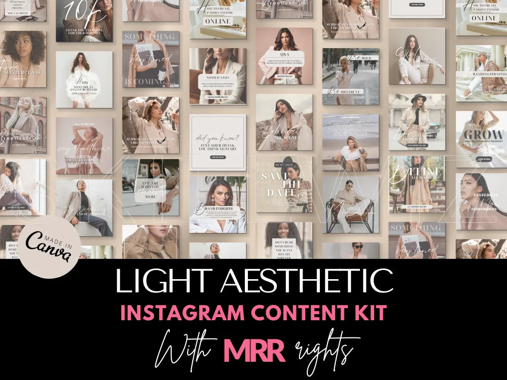 Light Aesthetic Social Media Content Kit With Mrr & Plr