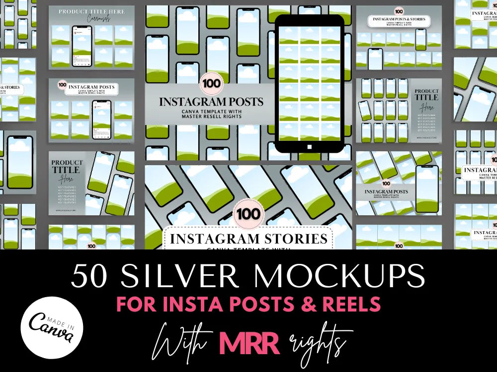 Mrr Premium Silver Mockups For Reels Stories & Insta Posts