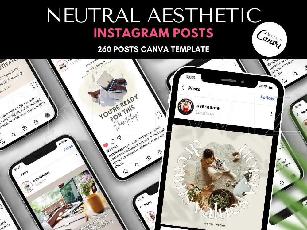 Neutral Aesthetic Instagram Templates for Small Business