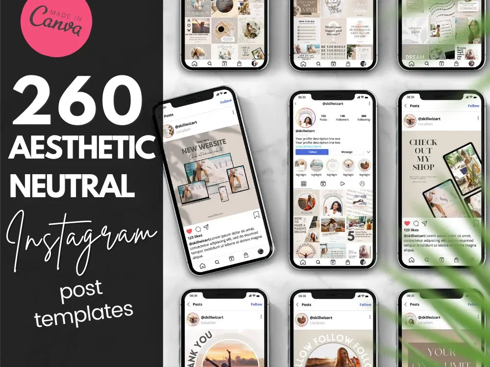 Neutral Aesthetic Instagram Templates for Small Business