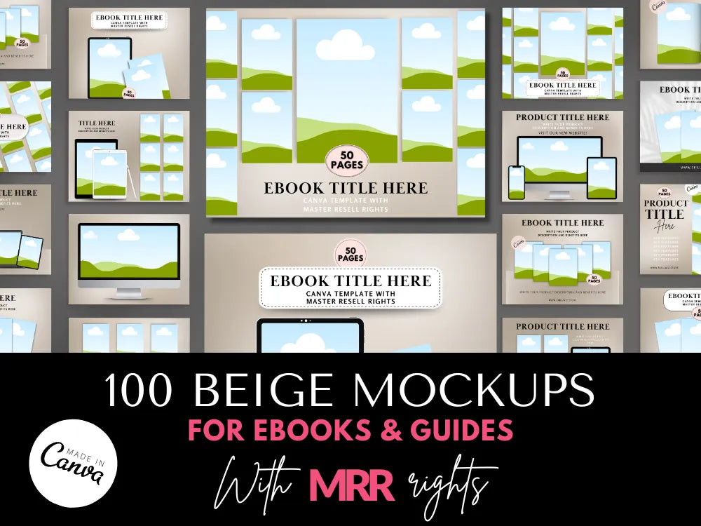 Premium Mockups For Ebooks And Digital Products With Mrr & Plr