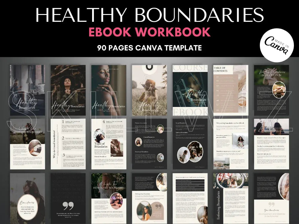 Set Healthy Boundaries eBook Workbook - Canva Template with MRR
