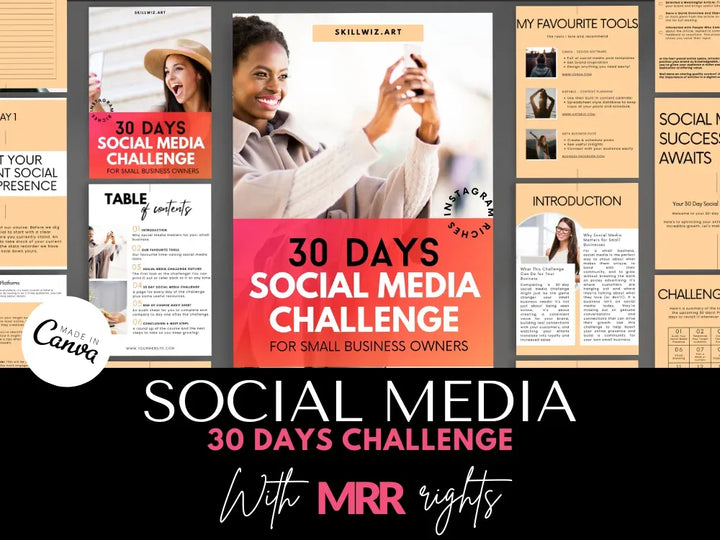 Social Media 30 Days Challenge Guide - Canva Template