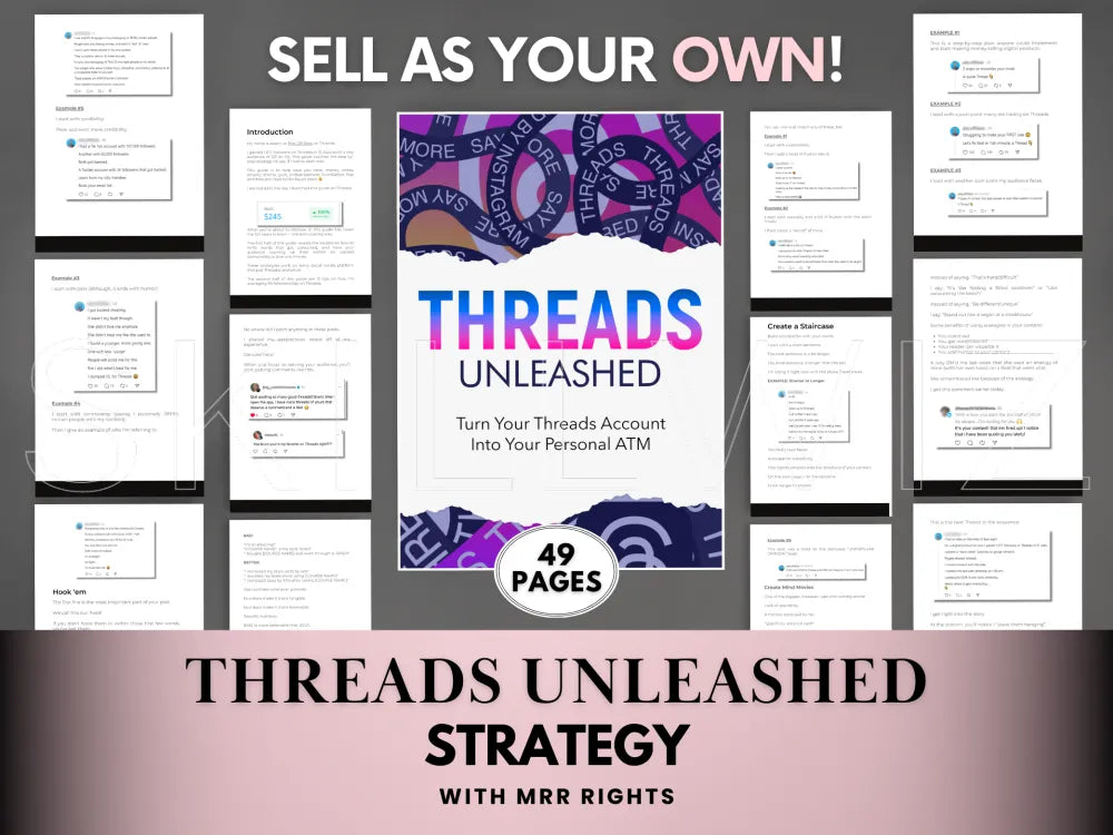 Threads Unleashed Guide With Master Resell Rights By Adam Dukes