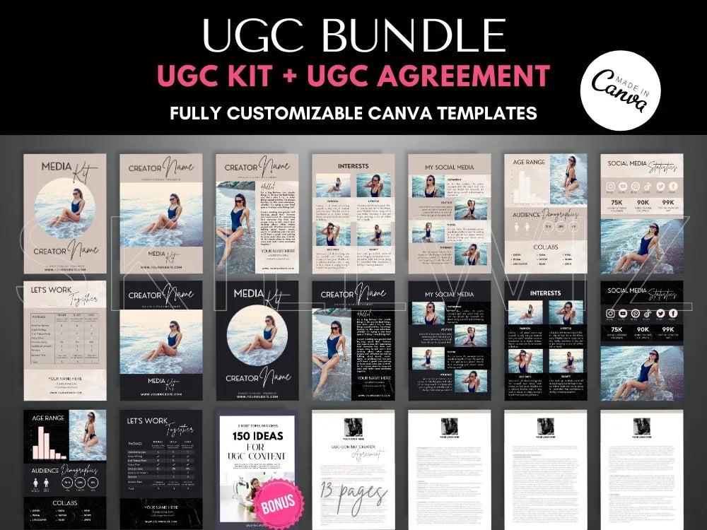 UGC Bundle Media Kit & Professional Agreement + Bonus 150 UGC Ideas