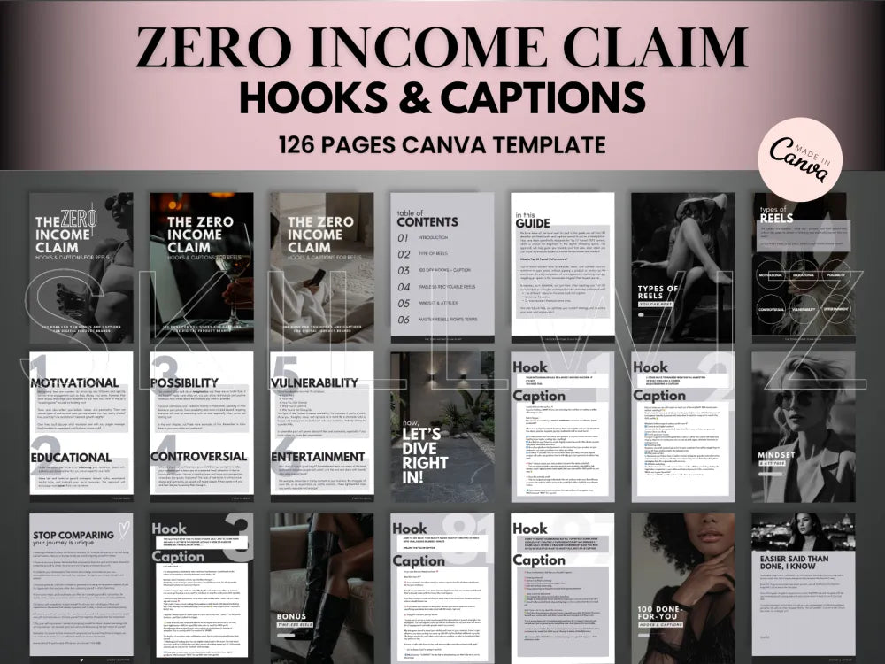 Zero Income Claim Hooks & Captions With Mrr/Plr