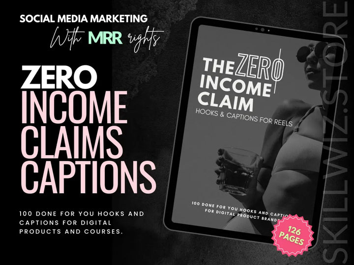 Zero Income Claim Hooks & Captions With Mrr/Plr